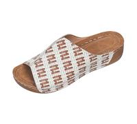 Sandales Compensées Femme Été Confortable Chic Nu Pieds Semelle Chaussures de Plage Antidérapant Wedges Platform Slippers Pantoufles Élégant Bohemia Chaussons Avec Talon Bloc Sandales Blanches