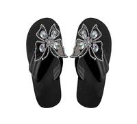 Sandales Compensées Femme Été Confortable Été Nouveau Mot Glisser à La Main Arc Grande Taille Polyvalent Plat Sable Pantoufles Femmes Sandals Chaussure Femme Ete Confortable (Black 41)