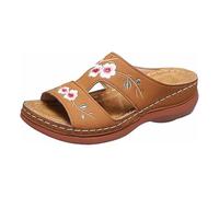 Sandales Compensées Femme Ete Mode Chaussure Bout Ouvert Chaussons Orthopédique Anti-Dérapant Chaussures De Plage Plateforme Mules Claquettes Respirantes Pantoufles