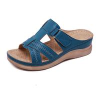 Sandales Compensées Femme Été Sandales Mules Orthopédique Claquette Soutien de la Voûte Plantaire Pantoufles de Plage Semelle Épaisse Pantoufles Bout Ouvert Chaussons Compensees Pour Maison, Jardin