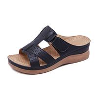 Sandales Compensées Femme Été Sandales Mules Orthopédique Claquette Soutien de la Voûte Plantaire Pantoufles de Plage Semelle Épaisse Pantoufles Bout Ouvert Chaussons Compensees Pour Maison, Jardin