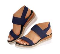 Sandales Compensées Femme Été Vadrouille Cool Brodée À Fond Épais Pour Femmes Sandales a Plateforme Compensées Femme Avec Bande Croisée Pantoufles D'été Anatomiques Confortables Fabriqué En (Blue, 41)