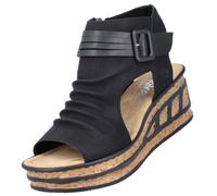 Sandales compensées femme Noir - RIEKER - Modèle - Talon compensé - Fermeture éclair 39
