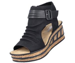 Sandales compensées femme Noir - RIEKER - Modèle - Talon compensé - Fermeture éclair 39