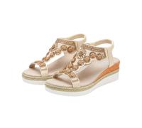 Sandales Compensées Femme Romaines avec Empiècement Central Strass et Paillettes Brillant Sandale Ete Boheme Bout Ouvert Bride Arrière Plateforme Épaisse Habillé Sortie Vacances Printemps Été
