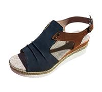 Sandales Compensées Femme, Sandales Compensées Plateforme Confortable Nu Pieds Sandalettes Femmes Tendances Chic Sandalette Respirantes Confort Ete Chaussure Chaussures D'extérieur