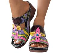 Sandales CompenséEs Femme,Sandales OrthopéDiques CompenséEs Pour Femmes Pantoufles De Plage Confortables Chaussures D'éTé Respirantes à Semelles éPaisses AntidéRapantes Sandales Romaines BohèMes