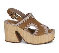 Sandales compensées femmes Mou RAFFIA PLATFORM BACK STRAP Marron 37