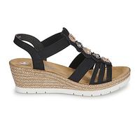 Rieker Sandales compensées pour femme 619B2 - Noir - 41 EU