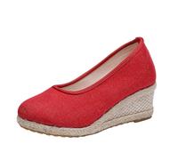 Sandales compensées fermées à l'avant pour femme - Sandales compensées avec talon espadrilles - Sandales romaines - Sandales de loisirs - Sandales respirantes - Chaussures de randonnée unies