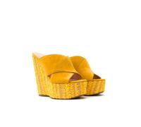 Sandales compensées Guess Teisha pour femme en cuir moutarde 39