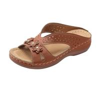Sandales compensées habillées Femme Confortables - Talon compensé Floral léger Bout Ouvert Maison Marche, Mules élégantes, Chaussons été n13
