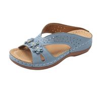 Sandales compensées habillées Femme Confortables - Talon compensé Floral léger Bout Ouvert Maison Marche, Mules élégantes, Chaussons été n13