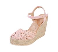 Sandales compensées habillées pour femme 2026 solide printemps 2026 tendance dentelle plateforme confortable sexy décontractée confortable plage western confort été 2026 travail bureau été, rose, 37