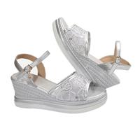 Sandales compensées orthopédiques avec soutien de la voûte plantaire - Sandales confortables décontractées pour l'été, la plage, l'extérieur, la marche, les vacances, Argenté., 3.5 UK 3X-Narrow