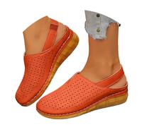 Sandales compensées orthopédiques confortables pour femme - Sandales orthopédiques à bout ouvert - Chaussures d'été antidérapantes - Chaussures de plage - Sandales de marche en cuir avec soutien de la