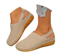 Sandales compensées orthopédiques confortables pour femme - Sandales orthopédiques à bout ouvert - Chaussures d'été antidérapantes - Chaussures de plage - Sandales de marche en cuir avec soutien de la