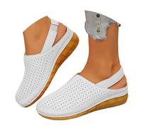 Sandales compensées orthopédiques confortables pour femme - Sandales orthopédiques à bout ouvert - Chaussures d'été antidérapantes - Chaussures de plage - Sandales de marche en cuir avec soutien de la