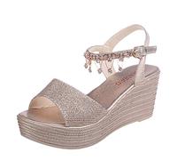 Sandales compensées pour femme avec talon pailleté, sandales romaines escarpins strass chaussures de mariage sandales plateau sandales pour femme chaussures élégantes et confortables sandales pour