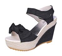 Sandales Compensées pour Femme Bout Ouvert Bohème Sandales Compensées Mi-compensées Baskets Espadrilles Talon Plat Pantoufles Chaussures De Sport Vacances été