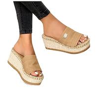 Sandales CompenséEs Pour Femme Classiques - Respirantes Mode Tongs De Claquettes Plateforme éTé Plates Toe Comfy Chaussures Mules Talon Haut Pantoufles DéContractéEs