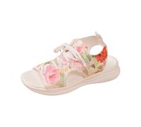 Sandales compensées pour femme - Coupe large - Avec soutien de la voûte plantaire - Bout ouvert - Antidérapantes - Style décontracté - Tendance - Pour la plage, Orange, 36 EU