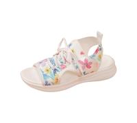 Sandales compensées pour femme - Coupe large - Avec soutien de la voûte plantaire - Bout ouvert - Antidérapantes - Style décontracté - Tendance - Pour la plage, rose, 37.5 EU
