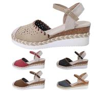 Sandales compensées pour femme Espadrilles confortables d'été avec fermeture à boucle en jute élégantes et flexibles Chaussures antidérapantes pour fête de mariée 2025, 5 - blanc, 41 EU