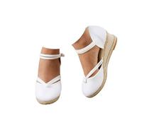 Sandales compensées pour femme Espadrilles confortables d'été avec fermeture à boucle en jute élégantes et flexibles Chaussures antidérapantes pour fête de mariée 2025, 2 blanc, 41 EU