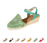 Sandales compensées pour femme - Espadrilles fermées à l'avant - Sandales à talon compensé - Avec sangle réglable - Légères et confortables - Pour la fête des mères, vert, 38 EU