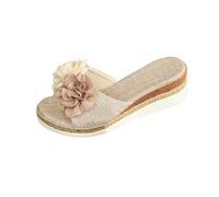 Sandales compensées pour femme - Motif floral - Chaussures de vacances
