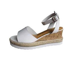 Sandales compensées pour femme plateforme d'été confortables avec boucle talon ouvert flexibles Sandales orthopédiques Mode décontractée Antidérapantes Randonnée Mariage Marche Offres, blanc, 43 EU