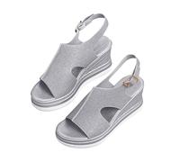 Sandales compensées pour femme - Sandales de marche - Semelle épaisse - Sandales portables - Pantoufles décontractées - Confortables - Élégantes et chics - Pour la maison - Chaussures de marche
