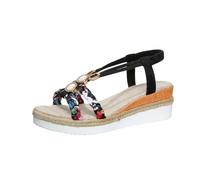 Sandales compensées pour femme - Sandales orthopédiques bohémiennes - Sandales à plateforme - Sandales à bout ouvert - Sangle de cheville - Sandales à bride arrière - Chaussures larges, Noir , 39.5 EU