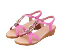 Sandales compensées pour femme - Style bohème - Coupe large - Bout ouvert - Sandales à plateforme à lanières croisées - Chaussures de plage décontractées - Chaussures romaines confortables