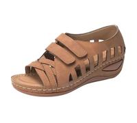 Sandales compensées pour femme - Tongs tendance à boucle - Chaussures d'été pour femme 2025, marron, 34 EU
