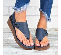 Sandales compensées pour Femmes, Bout Ouvert, Plateforme, Tongs, Sandales d'été, décontractées, Confortables, Tongs de Plage, de Voyage, pour Femmes habillées, Bleu, US7/EU38