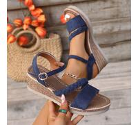 Sandales compensées pour femmes grande taille, talons hauts 2025 Nouveau style de mode féérique d'été, couleur unie, vacances bohème, indispensable pour les voyages EUR36,EUR37,EUR38,EUR39,EUR40,EUR41