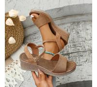 Sandales compensées pour femmes grande taille, talons hauts 2025 Nouveau style de mode féérique d'été, couleur unie, vacances bohème, indispensable pour les voyages EUR36,EUR37,EUR38,EUR39,EUR40,EUR41