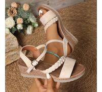 Sandales compensées pour femmes grande taille, talons hauts 2025 Nouveau style de mode féérique d'été, couleur unie, vacances bohème, indispensable pour les voyages EUR36,EUR37,EUR38,EUR39,EUR40,EUR41