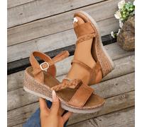 Sandales compensées pour femmes grande taille, talons hauts 2025 Nouveau style de mode féérique d'été, couleur unie, vacances bohème, indispensable pour les voyages EUR36,EUR37,EUR38,EUR39,EUR40,EUR41