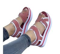 Sandales Compensées pour Femmes Sandales de Sport À Semelle Souple Mode Sandales Décontractées À Plateforme D'été À Bout Ouvert Chaussures de Marche Confortables,Rose,US11/EU42