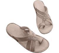 Sandales compensées pour Femmes, Tongs à Bout Ouvert en Cuir synthétique avec Brides croisées et Anneau d'orteil, correcteur de valgus du Gros Orteil, pour Petites amies et Mamans(Gris,36 EU)
