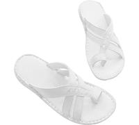 Sandales compensées pour Femmes, Tongs à Bout Ouvert en Cuir synthétique avec Brides croisées et Anneau d'orteil, correcteur de valgus du Gros Orteil, pour Petites amies et Mamans(White,36 EU)