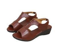 Sandales Compensées Respirantes À Bout Ouvert Et Fermeture Éclair Pour Femme, Sandales D'été Décontractées Et Antidérapantes À Plateforme Idéales Pour La Plage Les Voyages, Pour Plein(Marrone,39 EU)