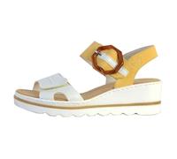 Sandales Compensées - RIEKER - Jaune Blanc - Talon 5,5 cm - Confort Exceptionnel - Femme 41