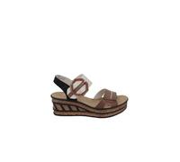 Sandales compensées - RIEKER - Modèle Beige/multicolore - Talon de 6,1 cm - Bride réglable - Femme 36