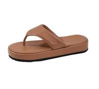 Sandales compensées Tendance, Mules d'été décontractées et Confortables, Tongs de Plage à Entre-Doigts, Semelle Souple, Chaussures d'intérieur et d'extérieur. (Coffee, 43)