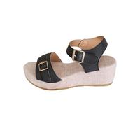 Sandales compensées tendance pour femme avec boucle en métal - Sandales à double sangle - Coupe large - Chaussures de marche confortables - Chaussures de marche décontractées - Soutien de la voûte