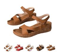 Sandales compensées tendance pour femme avec crochet et boucle - Sangle de cheville - Bout ouvert - Confortables - Chaussures orthopédiques avec soutien de la voûte plantaire - Style décontracté et